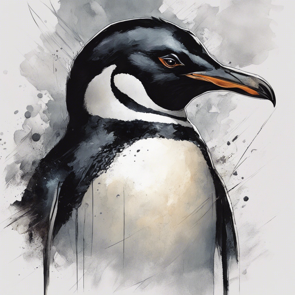 Abstrakter Aquarell-Pinguin