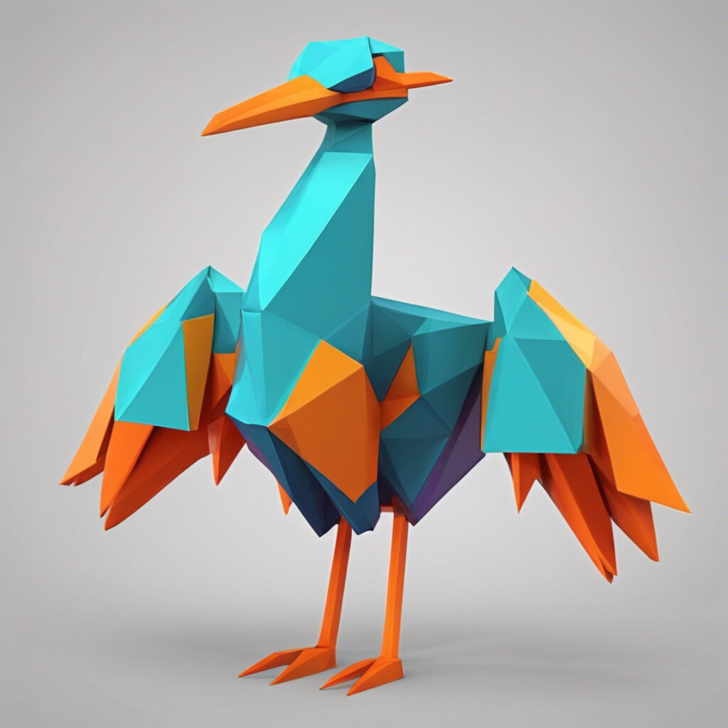 Farbenfroher Low-Poly-Vogel