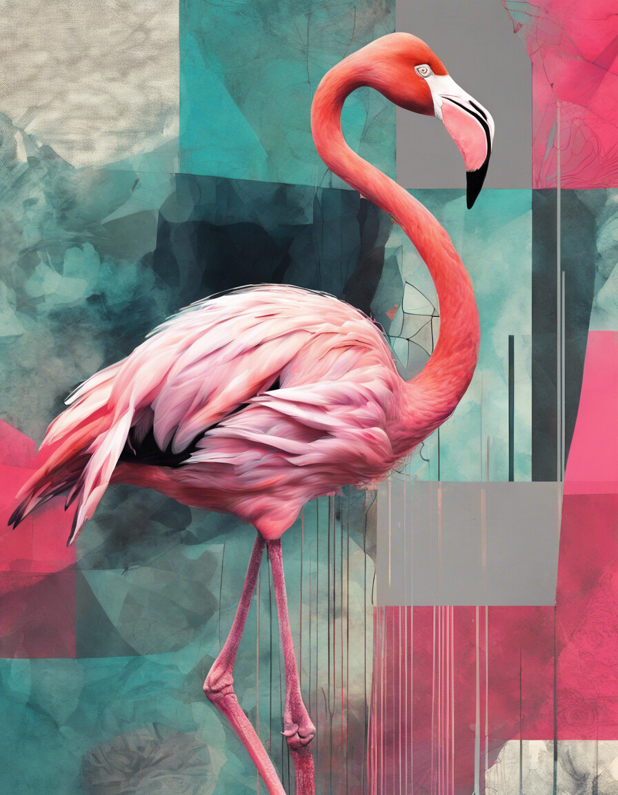 Flamingo in Abstraktion